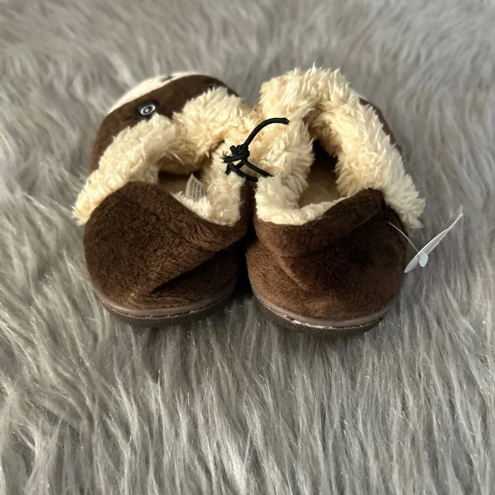 Wonder Nation Dog Slippers Toddler Boys Size 9-10 Brown Slip On Lined Shoes
